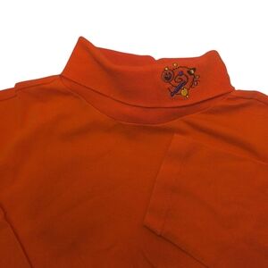 Holiday Editions Halloween Turtleneck Top Women's XL Orange Pumpkin Candy Vtg